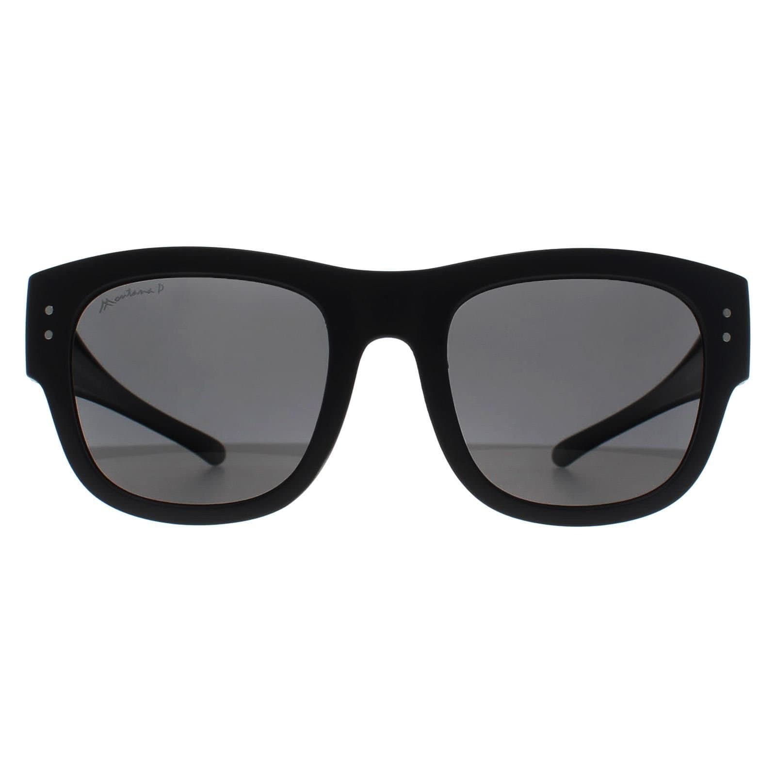 montana montana Men's Square Matte Black Smoke Polarized FO7 Fit Over Glasses Sunglasses