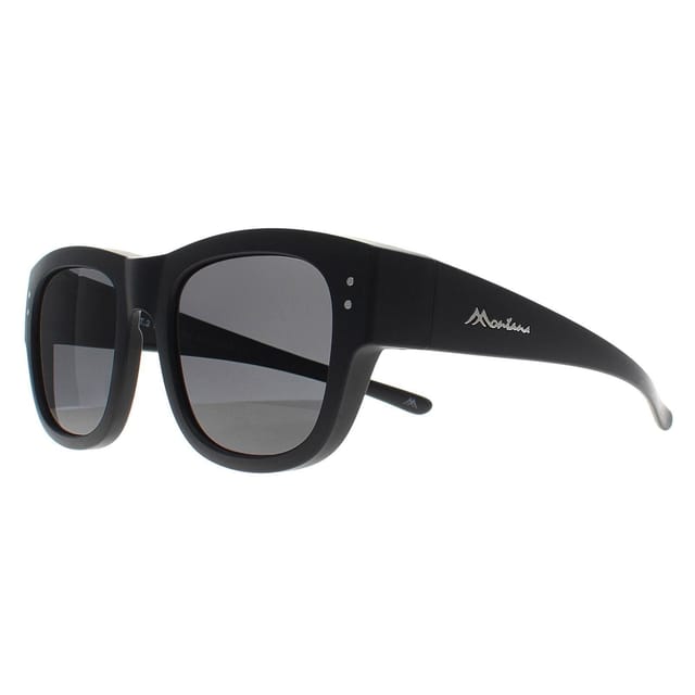 montana montana Men's Square Matte Black Smoke Polarized FO7 Fit Over Glasses Sunglasses - 2