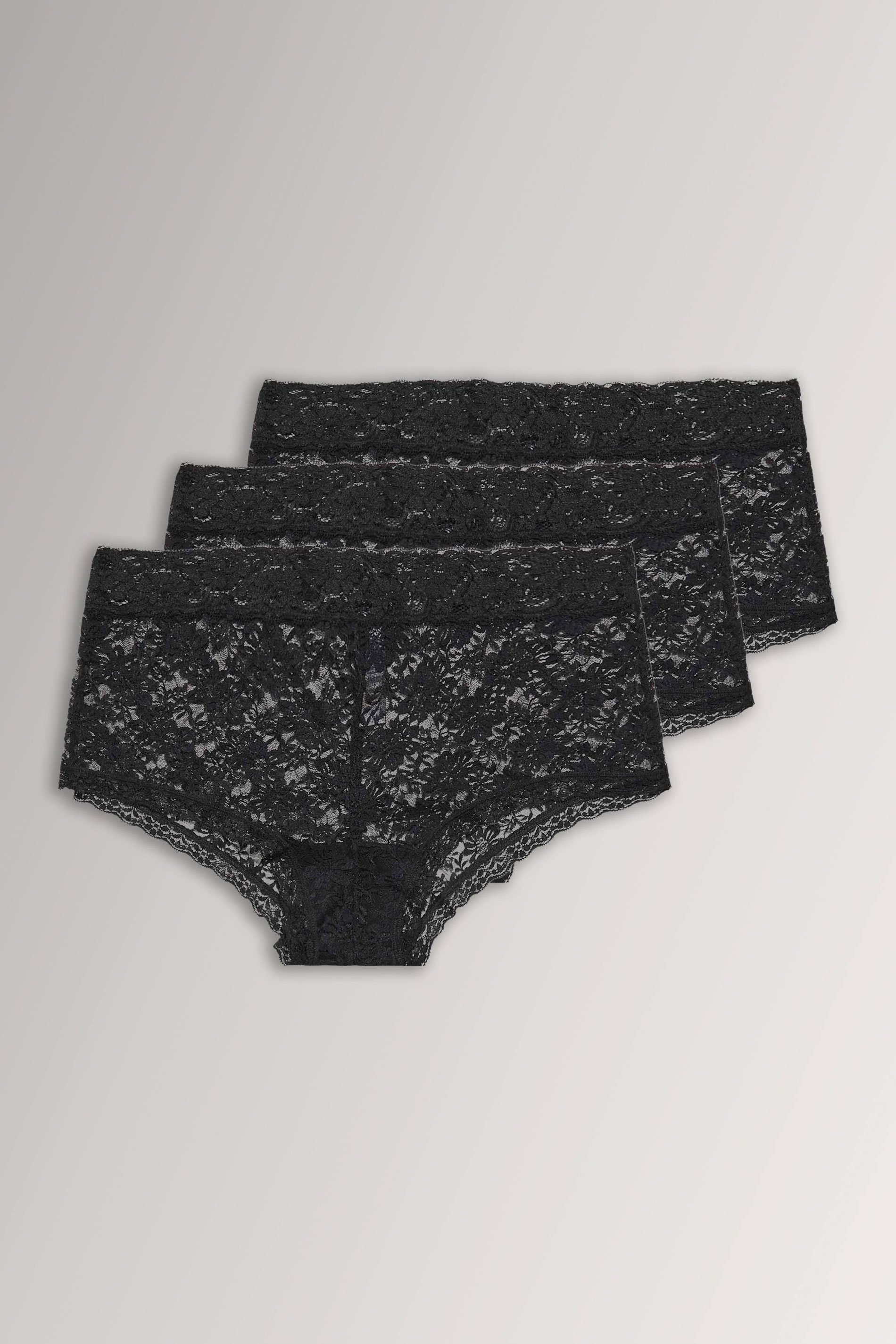 Yours Plus Size 3 Pack Black Lace Mid Rise Shorts