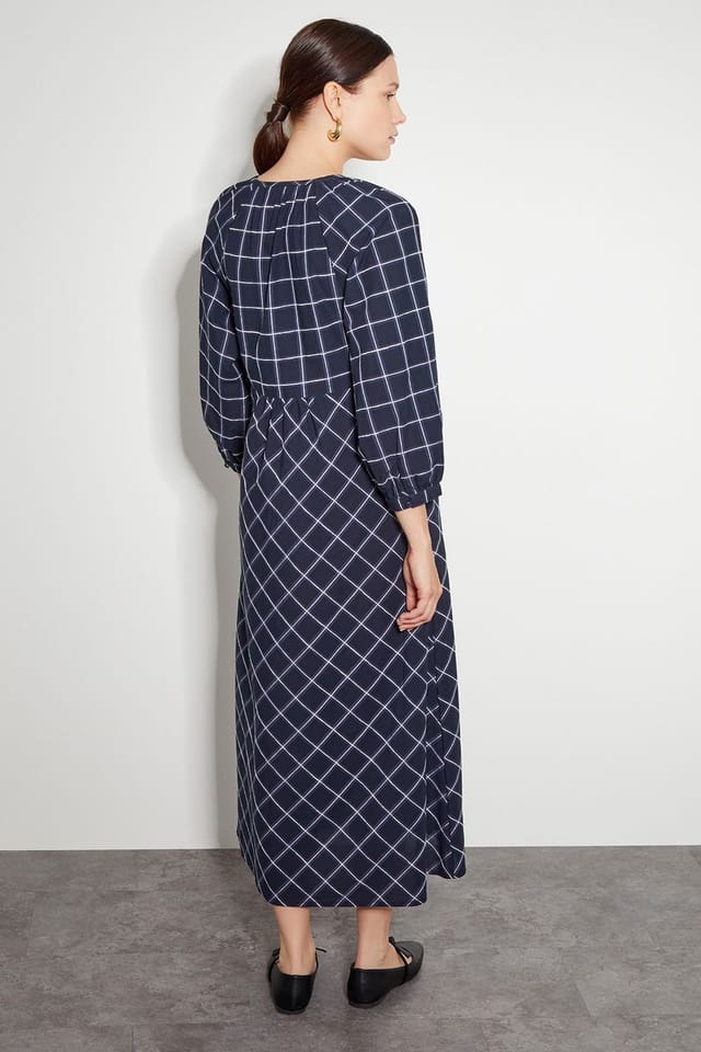 Monsoon Monsoon Women's Frankie Tie Front Check Print Maxi Dress in Blue - 3