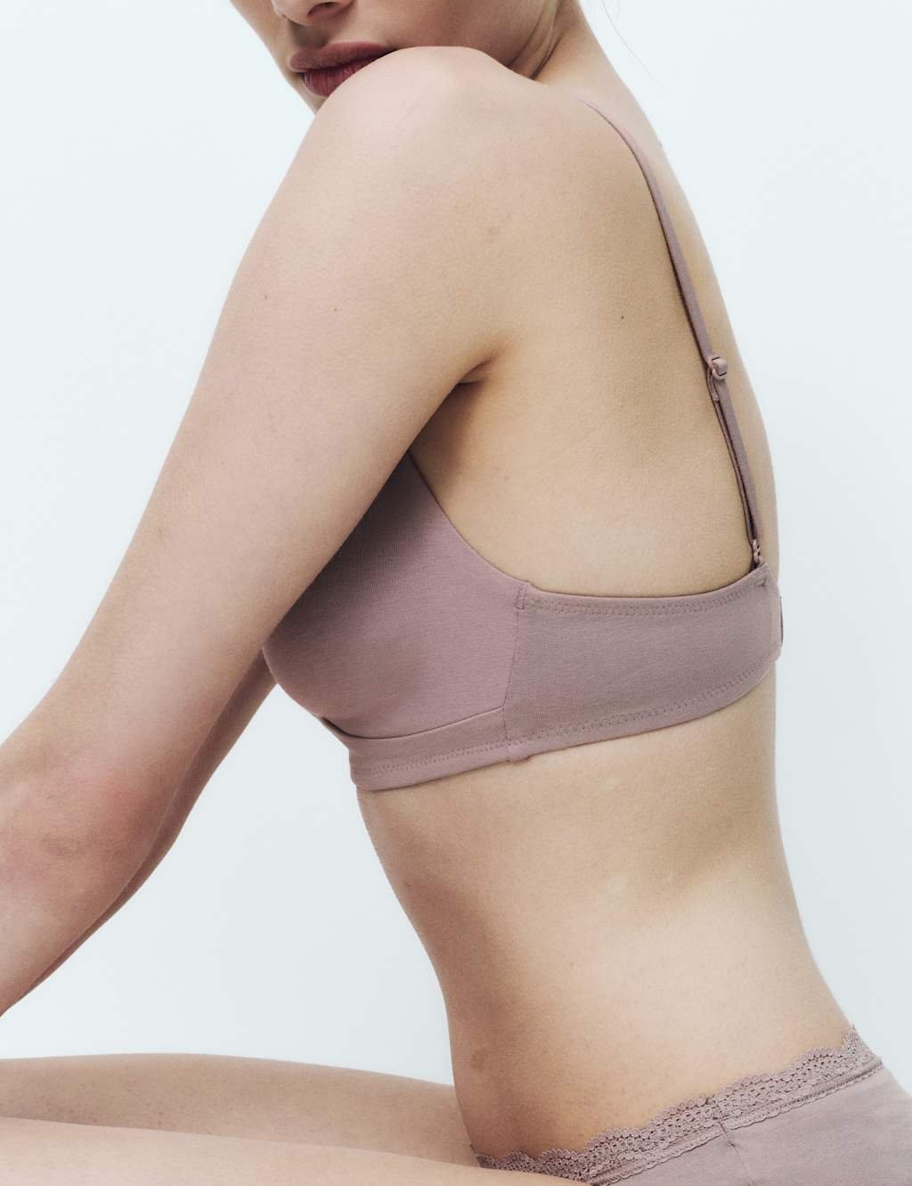 Marks & Spencer M&S 3 Pack Cotton Rich Non Wired Plunge Bras (A-E) Oatmeal Mix - 2