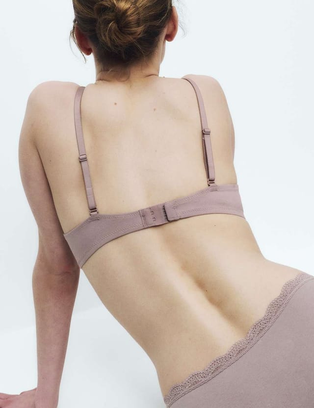 Marks & Spencer M&S 3 Pack Cotton Rich Non Wired Plunge Bras (A-E) Oatmeal Mix - 3