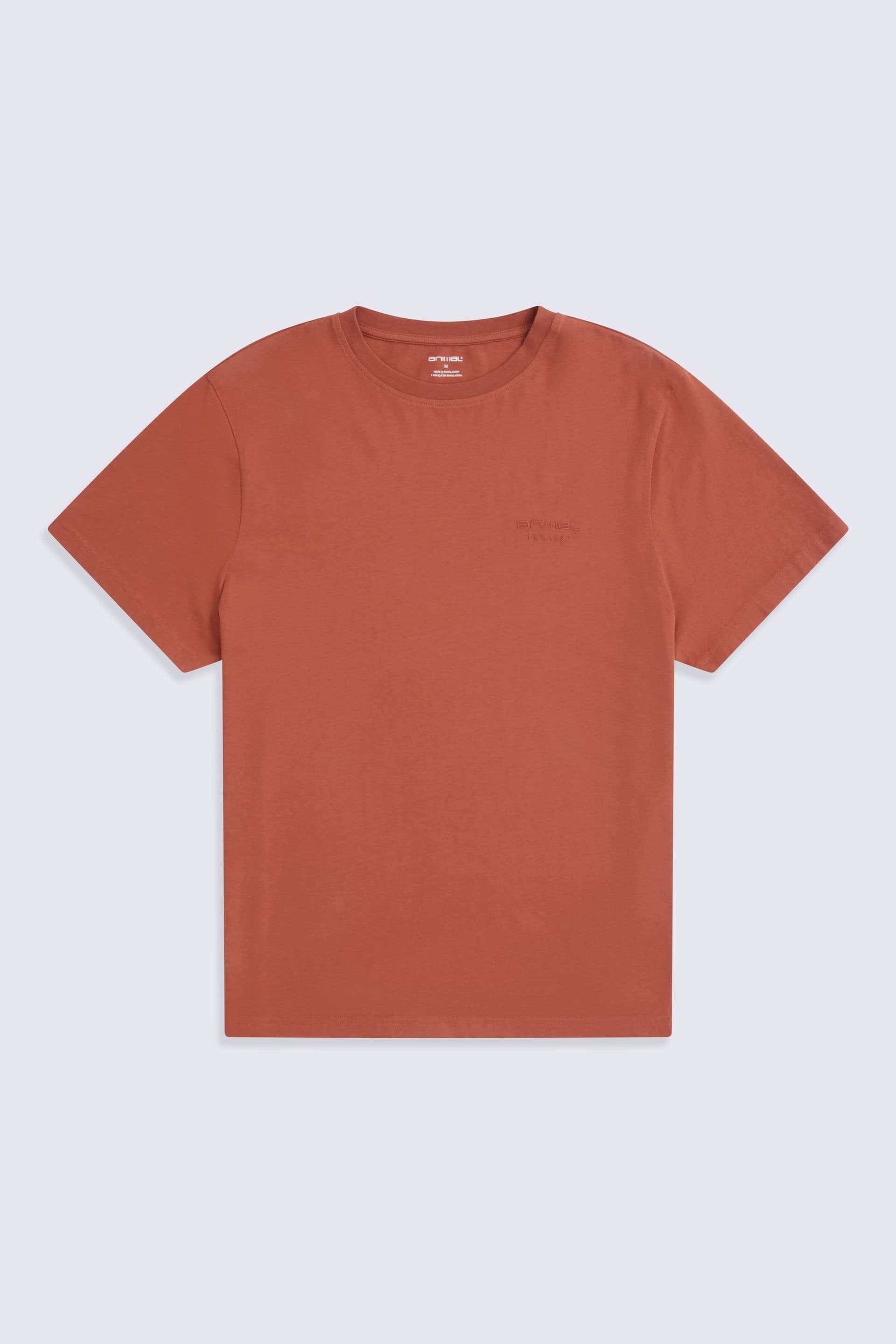 Animal Animal Men's 'Icon' Logo Print Lightweight Cotton Relaxed Fit Casual T-Shirt in Terracotta