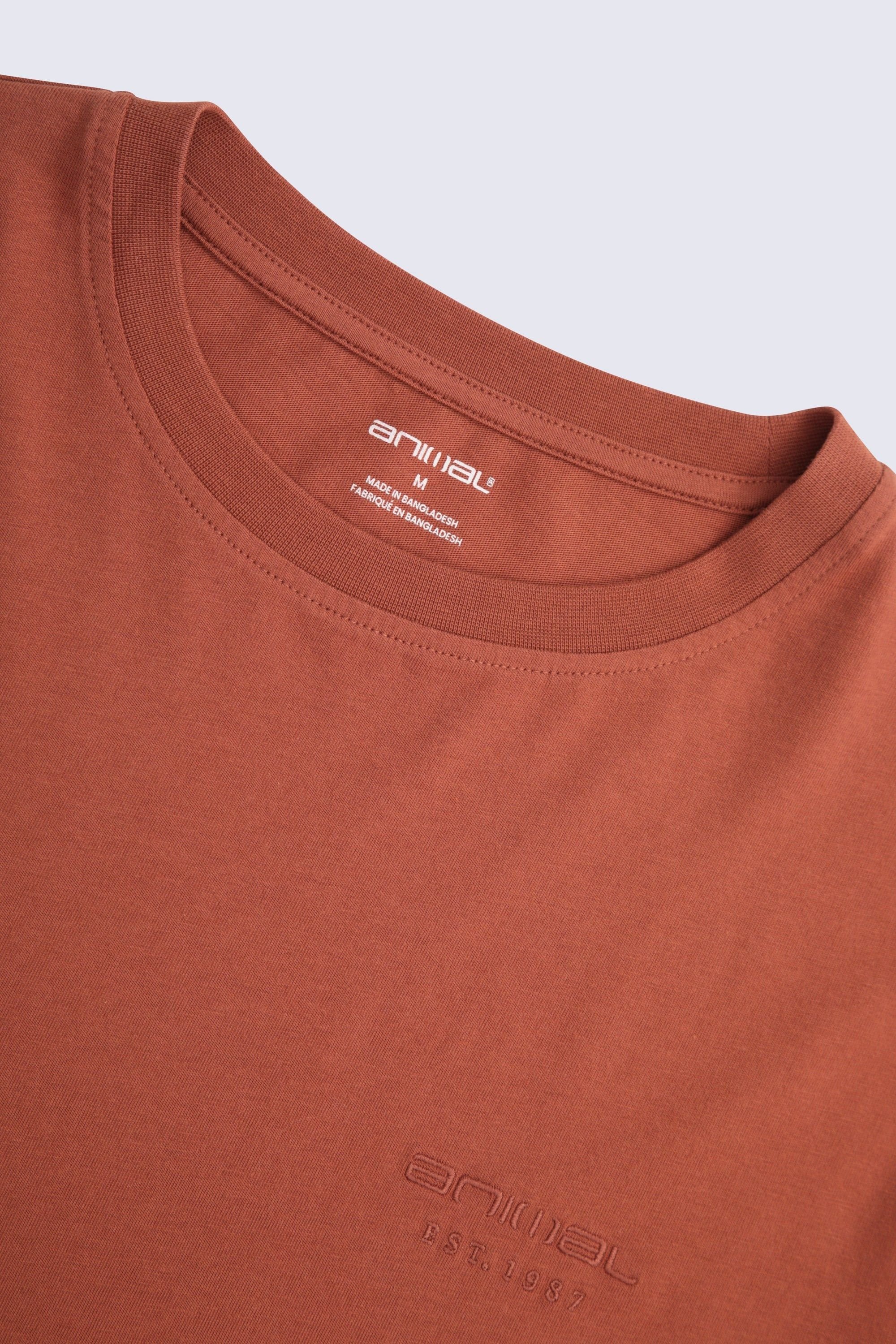 Animal Animal Men's 'Icon' Logo Print Lightweight Cotton Relaxed Fit Casual T-Shirt in Terracotta - 3
