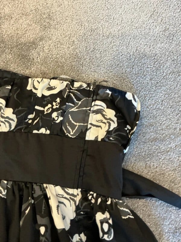 New Look Black Floral Midi Dress with Zip and Bow UK 10