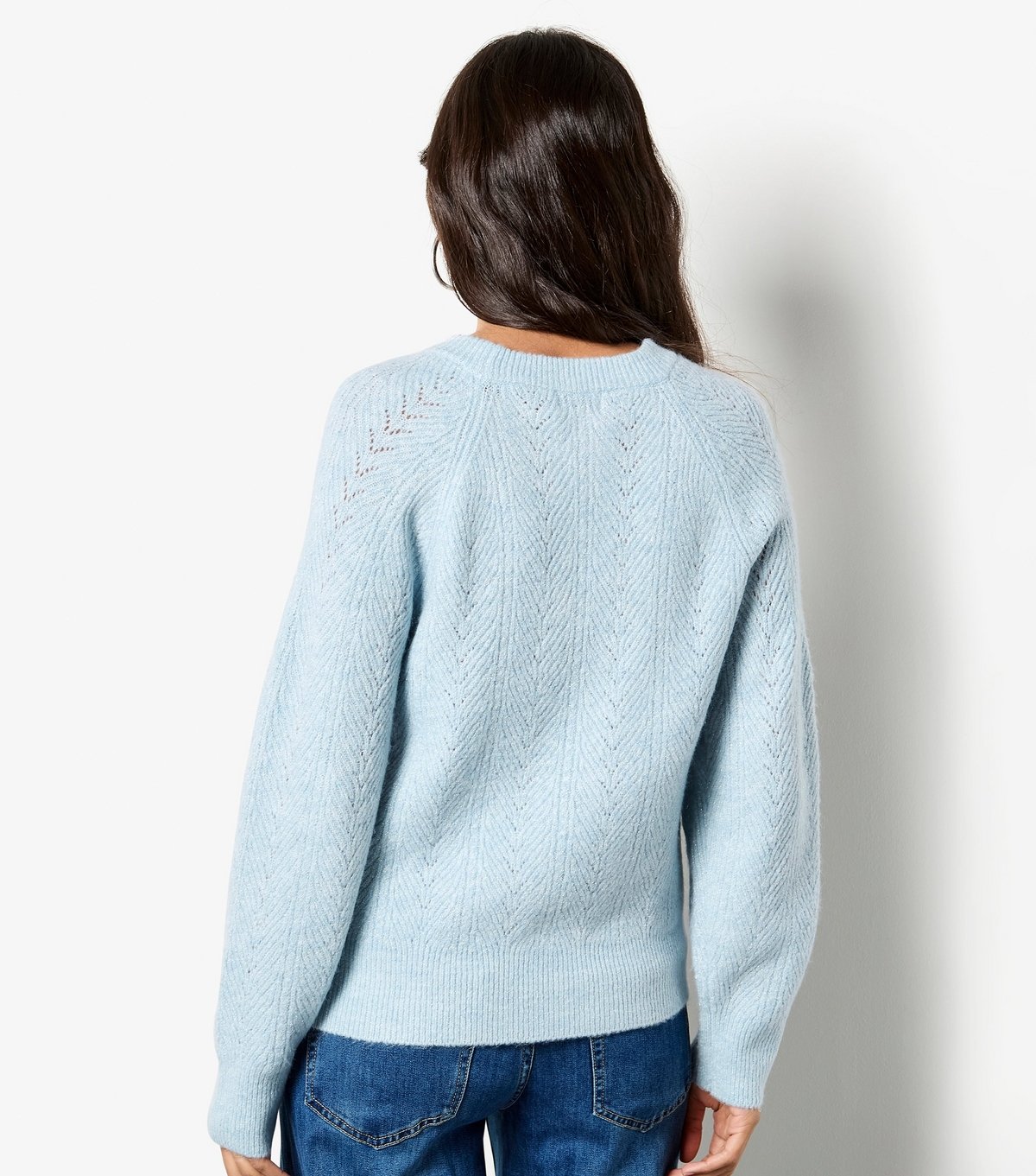 Apricot Women's Light Blue Sparkly Pointelle Jumper Apricot New Look - 3