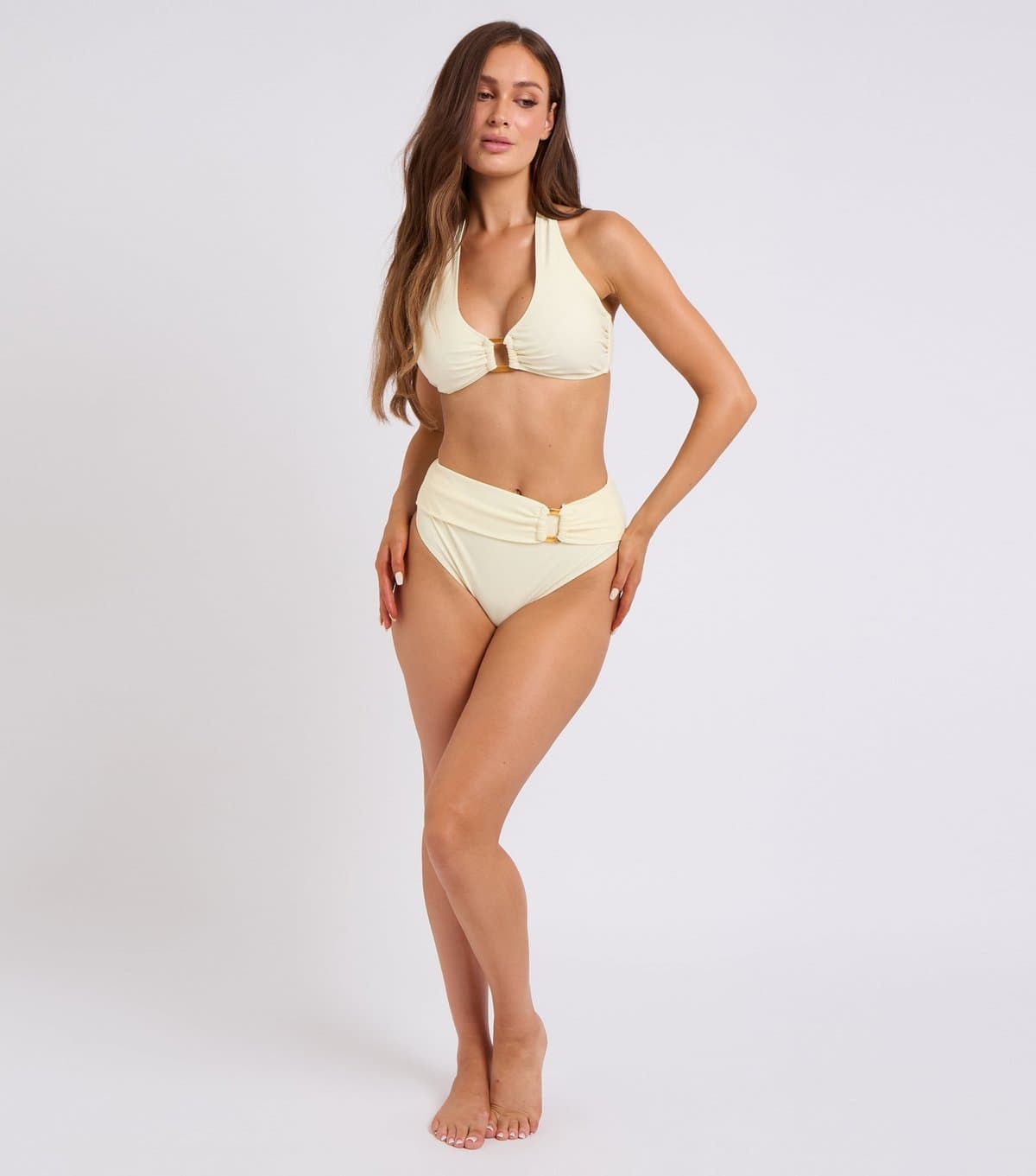 Urban Bliss Women's Light Yellow Ring Detail High Waisted Bikini Bottoms Urban Bliss New Look