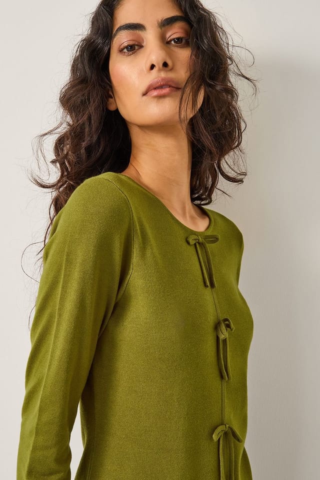 Monsoon Monsoon Women's Bayle Bow Knit Mini Dress Green - 3