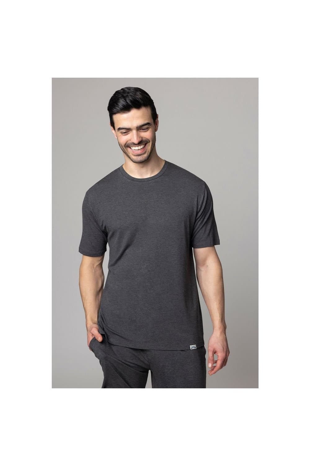 SOCKSHOP Lazy Panda SOCKSHOP Lazy Panda Men's 1 Pack Bamboo Loungewear Selection T-Shirt in Charcoal