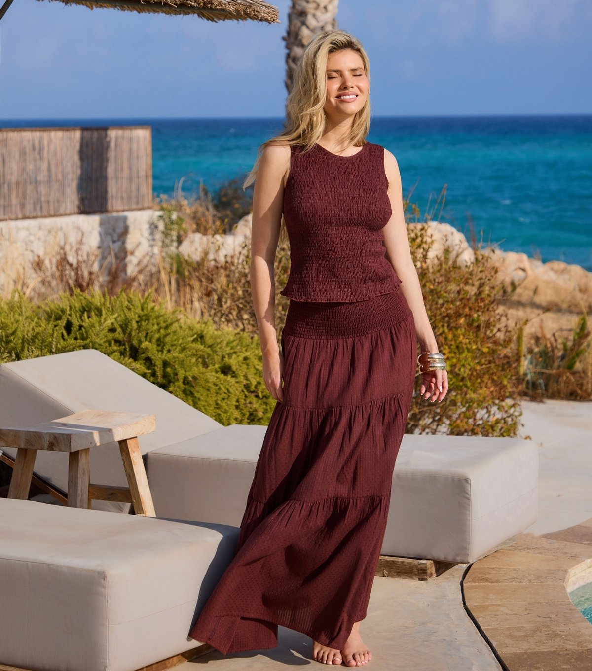 South Beach Women's Dark Brown Shirred Sleeveless Top South Beach New Look - 2