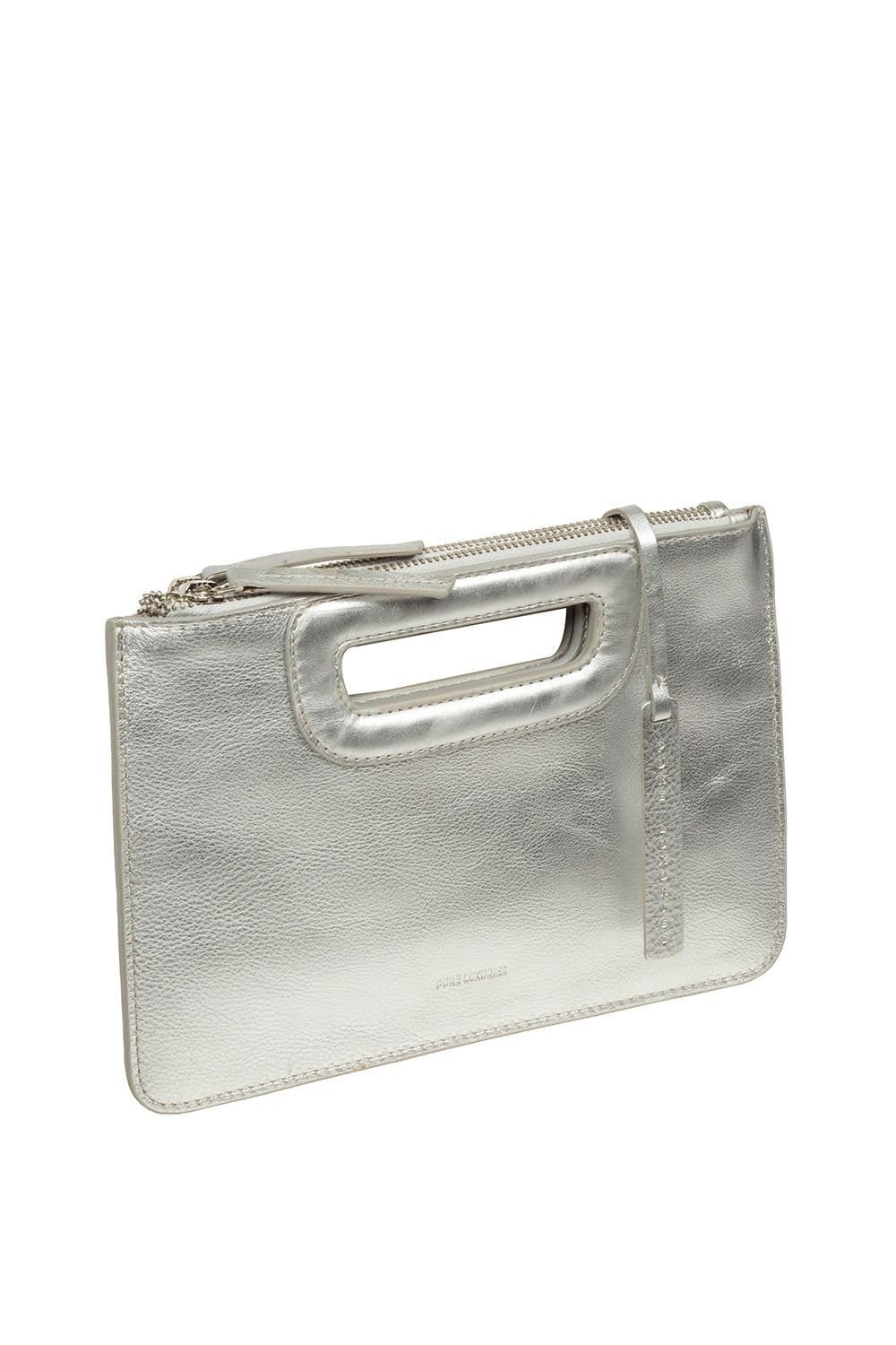 Pure Luxuries London Pure Luxuries London Women's 'Guinevere' Leather Clutch Bag in Silver - 4