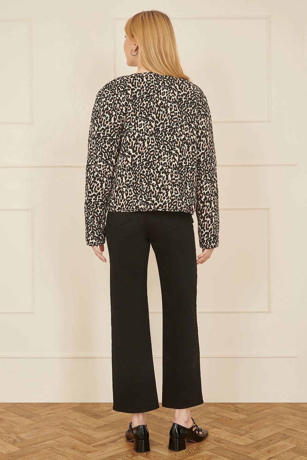 Yumi Yumi Women's Brown Leopard Print Boxy Jacket in Black - 4