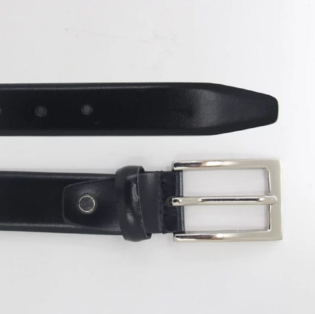Lucini Lucini Men's Men's Italian Leather Dress Belt with Classic Silver Buckle in Black - 3