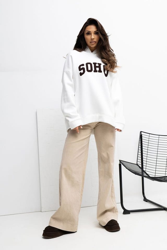 Love Lace Love Lace Women's Cotton Logo Hooded Casual Sweatshirt in White - 2