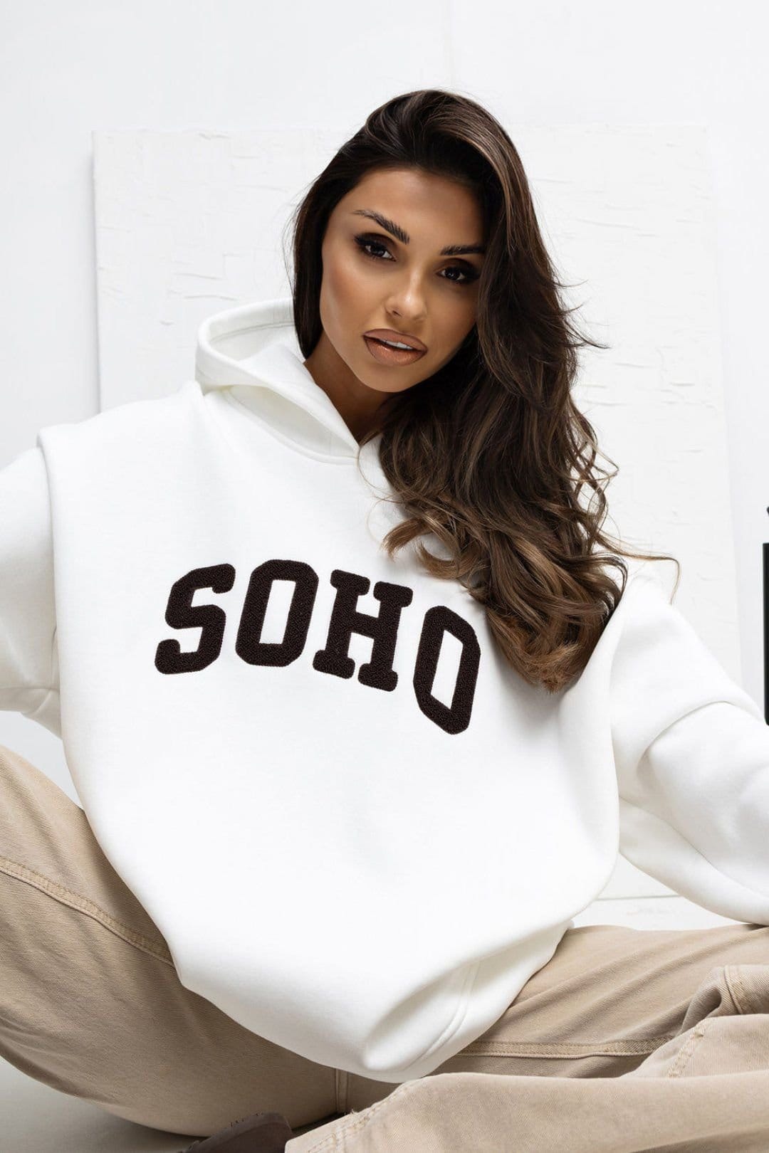 Love Lace Love Lace Women's Cotton Logo Hooded Casual Sweatshirt in White - 4