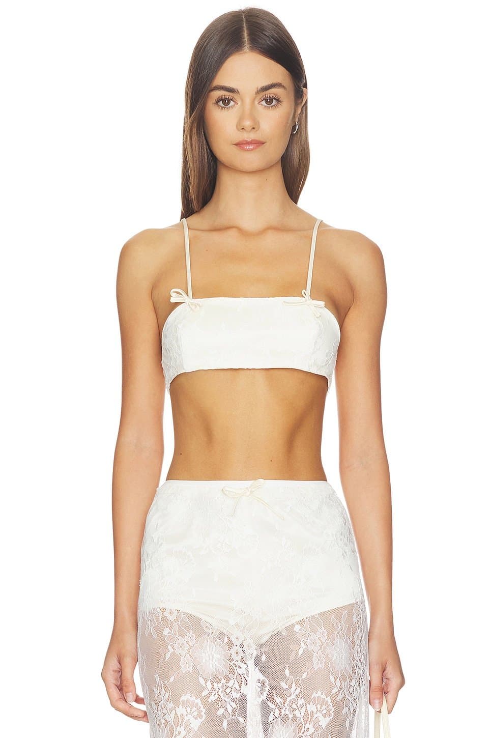 revolve Revolve White Lace Crop Top