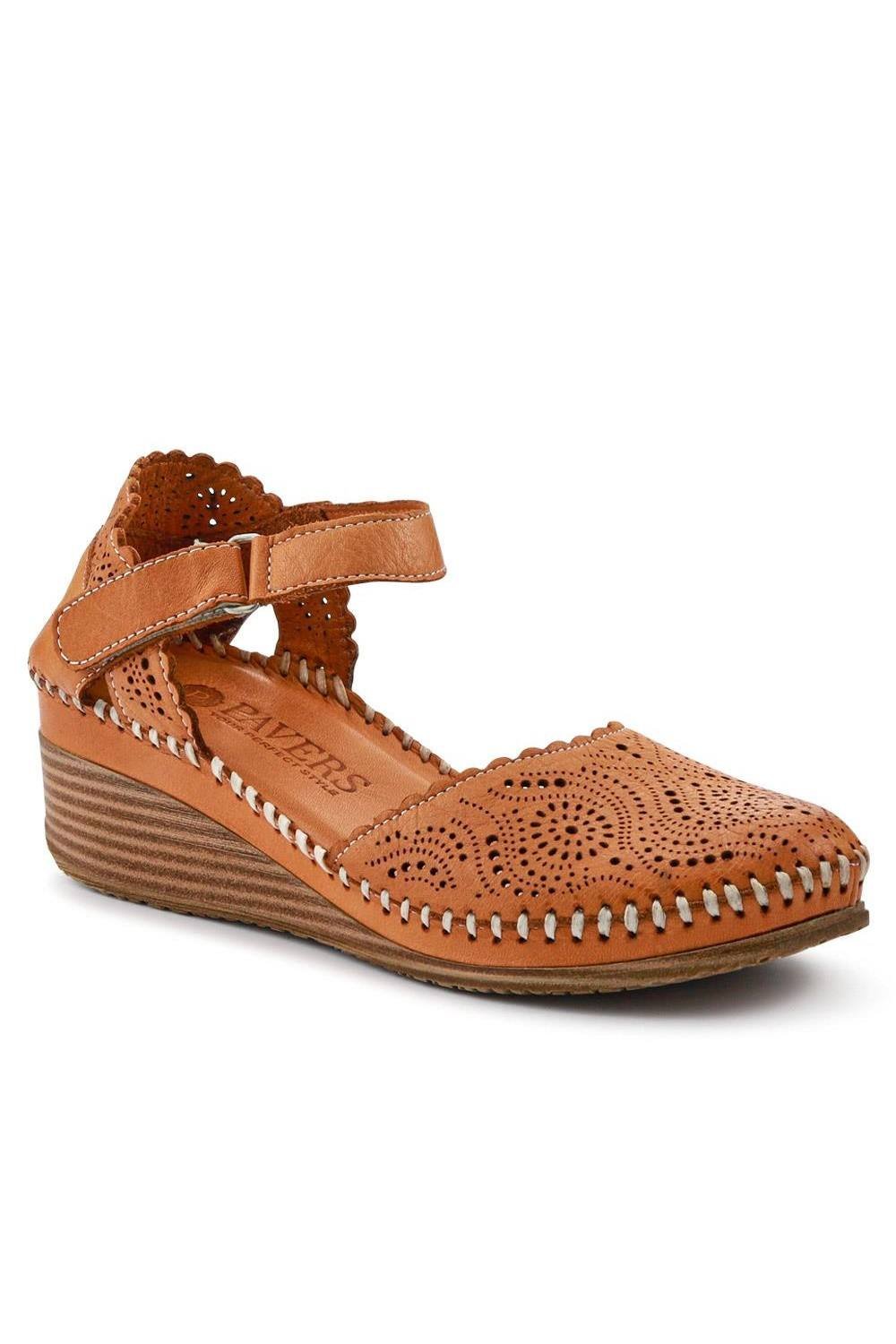 Pavers Pavers Women's Casual Leather Touch Fasten Mary Janes in Tan - 2