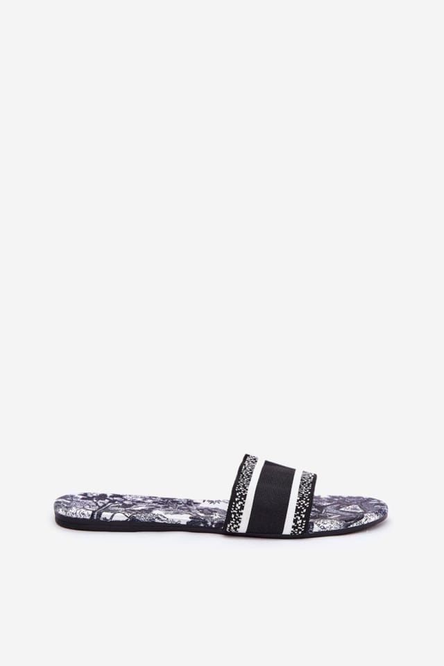 Love Lace Love Lace Women's Flat Textile Sandals with Unique Pattern & Texture Design in Black - 2