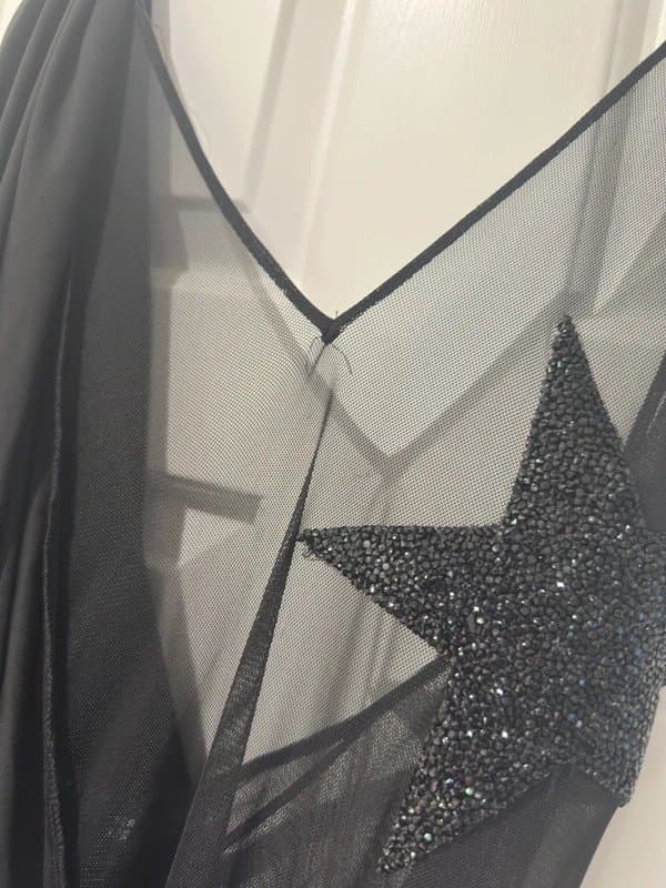 ASOS ASOS black ruched Long mesh star dress size 14