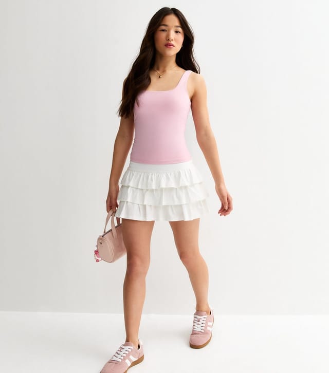 New Look Girls' Light Pink Slinky Square Neck Vest Top New Look - 3