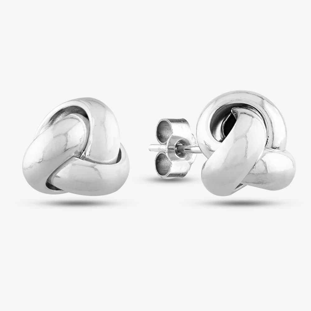 T.H.Baker T.H.Baker Women's 9ct White Gold Knot Stud Earrings 5.55.6249 in Silver