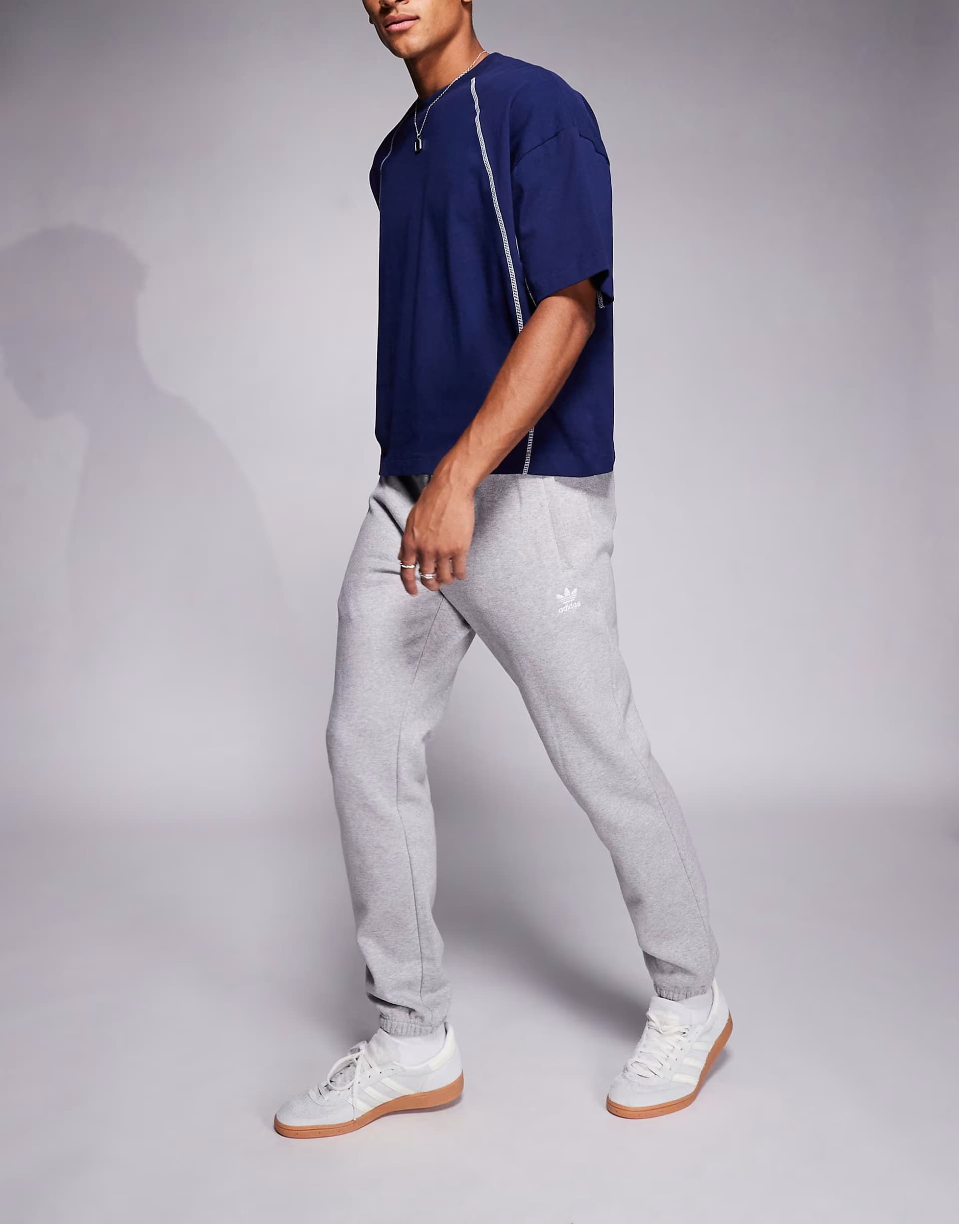 ASOS adidas Originals Trefoil Essentials joggers in grey