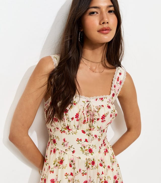 New Look Women's Cream Ditsy Floral Ruched Midi Dress New Look - 2