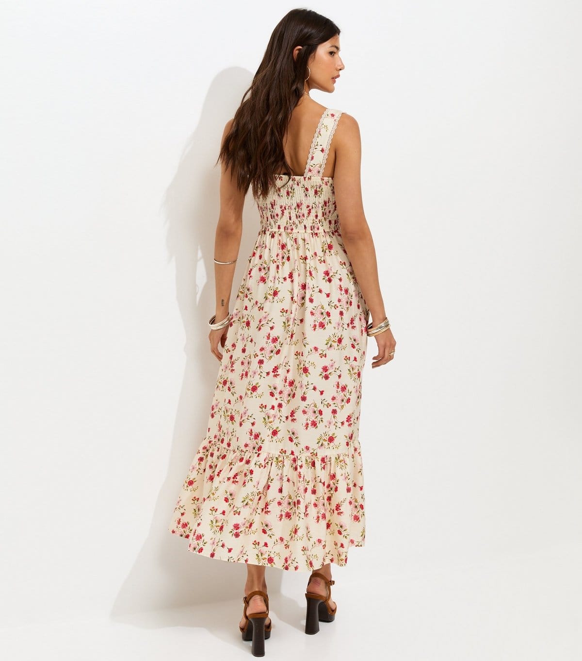 New Look Women's Cream Ditsy Floral Ruched Midi Dress New Look - 4