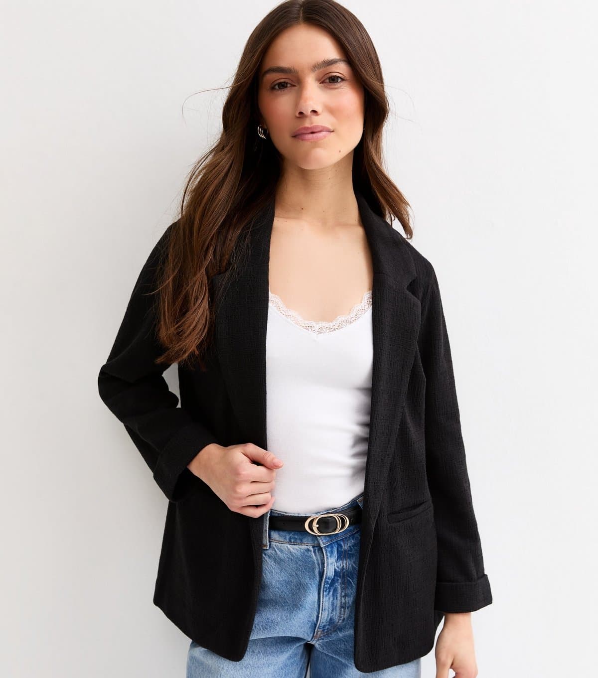 New Look Women's Petite Black Stretch Jersey Blazer New Look