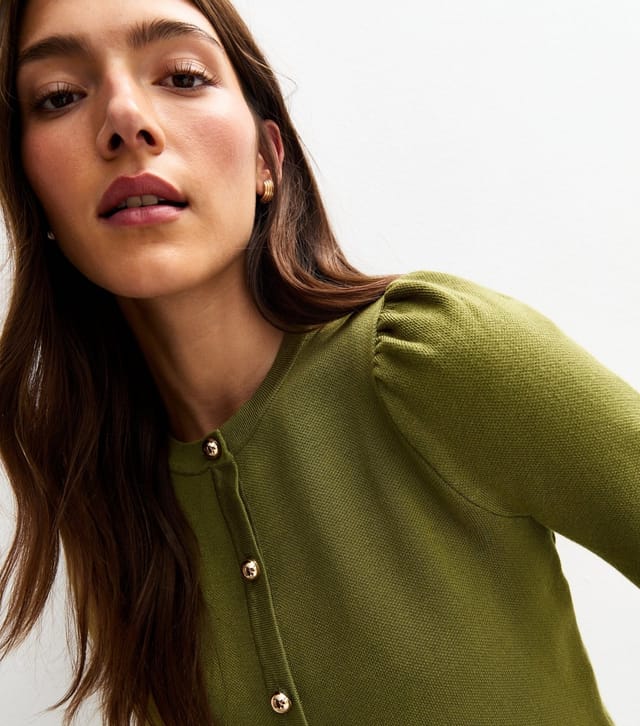 New Look Women's Green Short Sleeve Crew Neck Cardigan New Look - 3