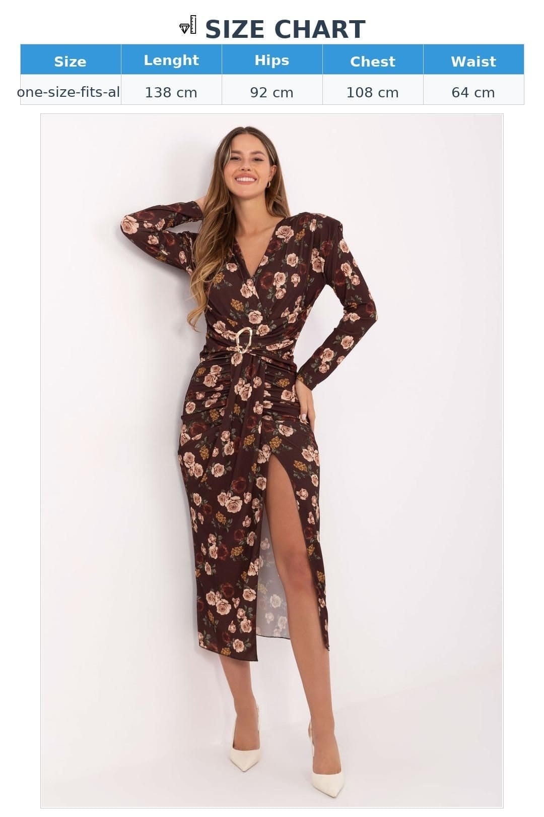 Love Lace Love Lace Women's Floral Wrap Pencil Midi Dress in Brown - 4