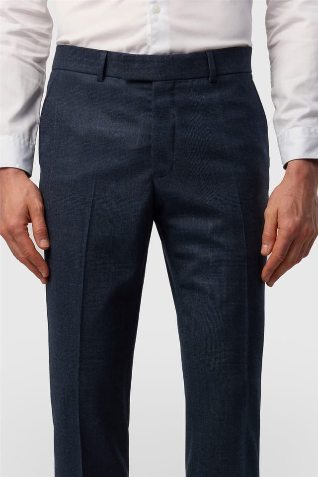 Ted Baker Ted Baker Men's Flat Fronted Checked Tailored Suit Trousers in Dark Blue - 2