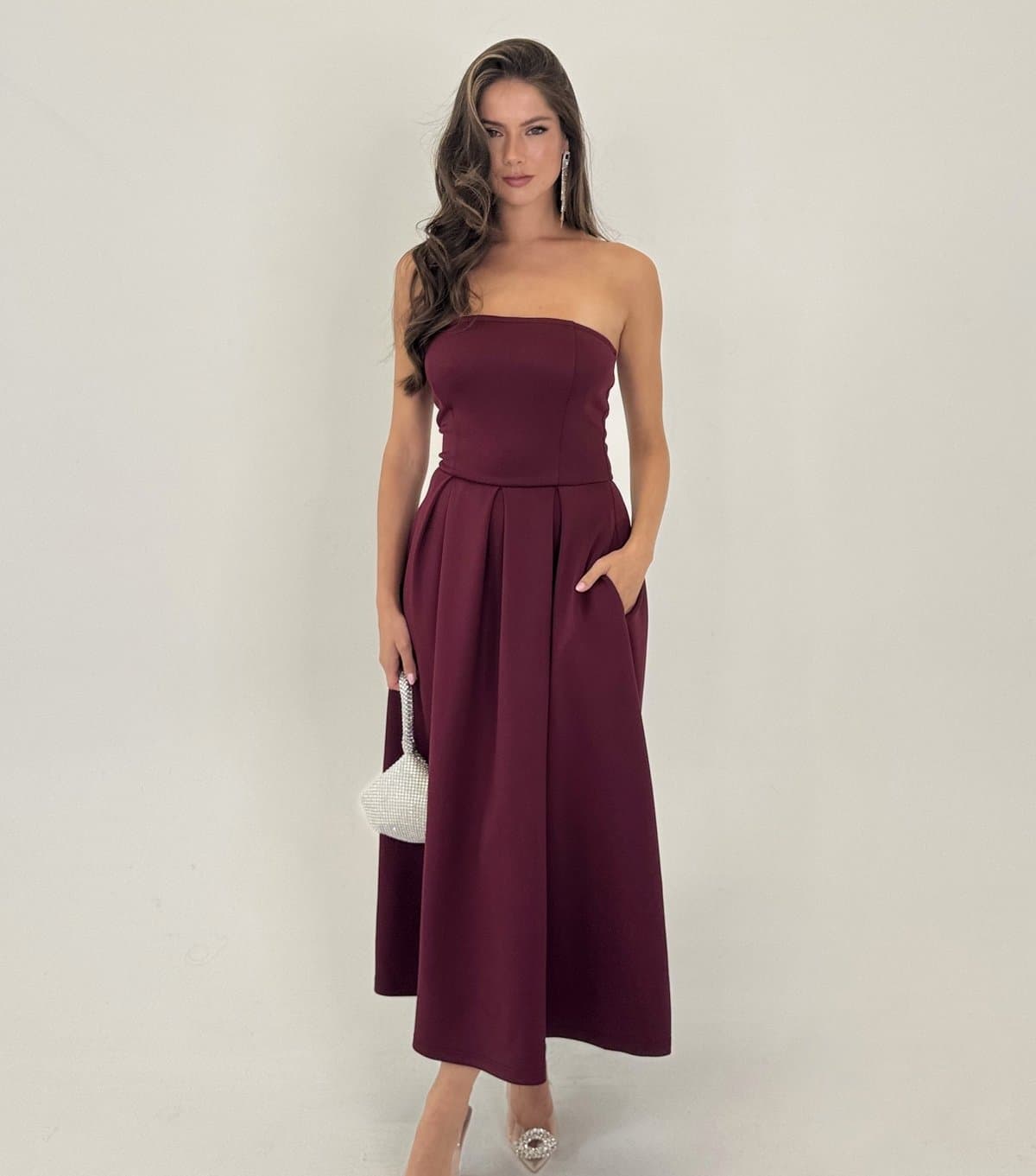 AX Paris Women's Dark Purple Strapless Midi Dress AX Paris New Look