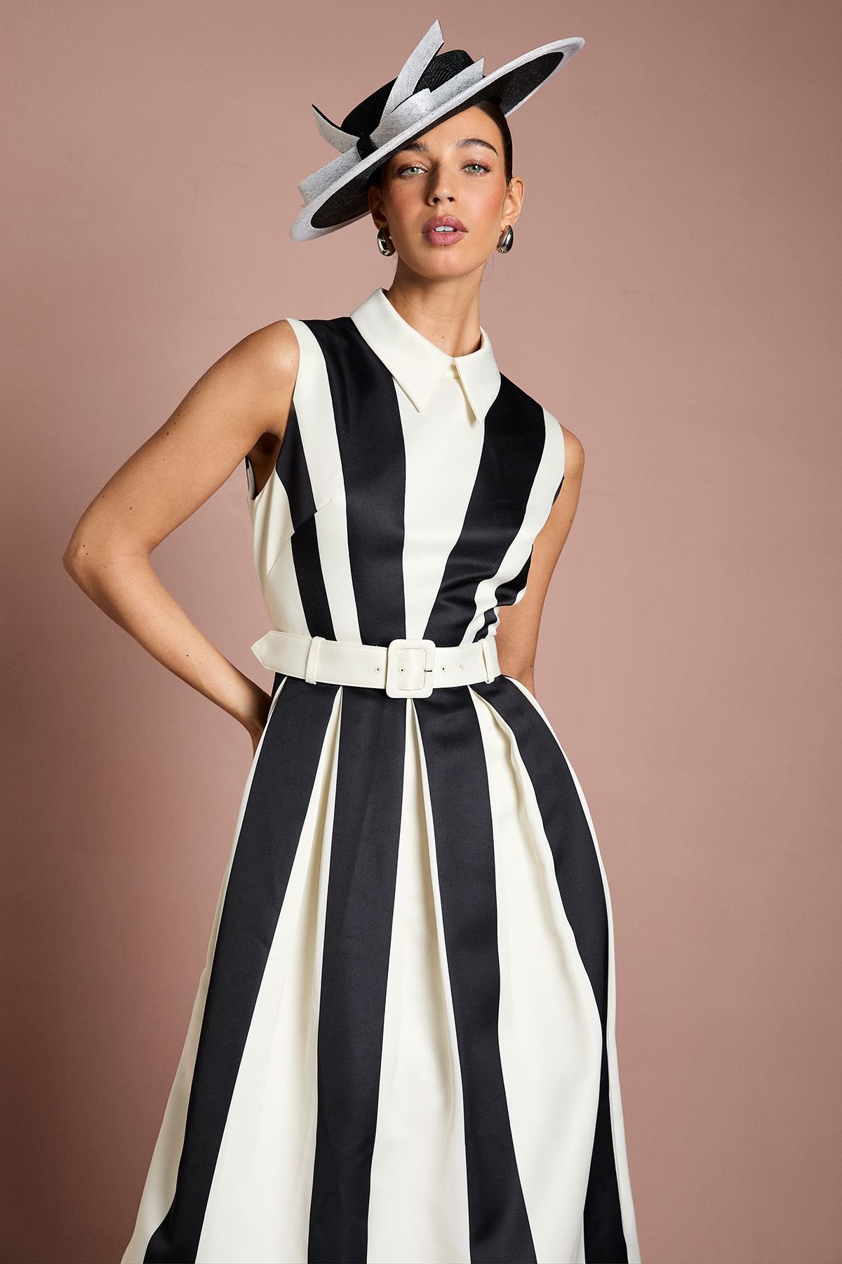 Coast Coast Women's Lisa Tan Colour Block Satin Shirt Dress in Mono - 4