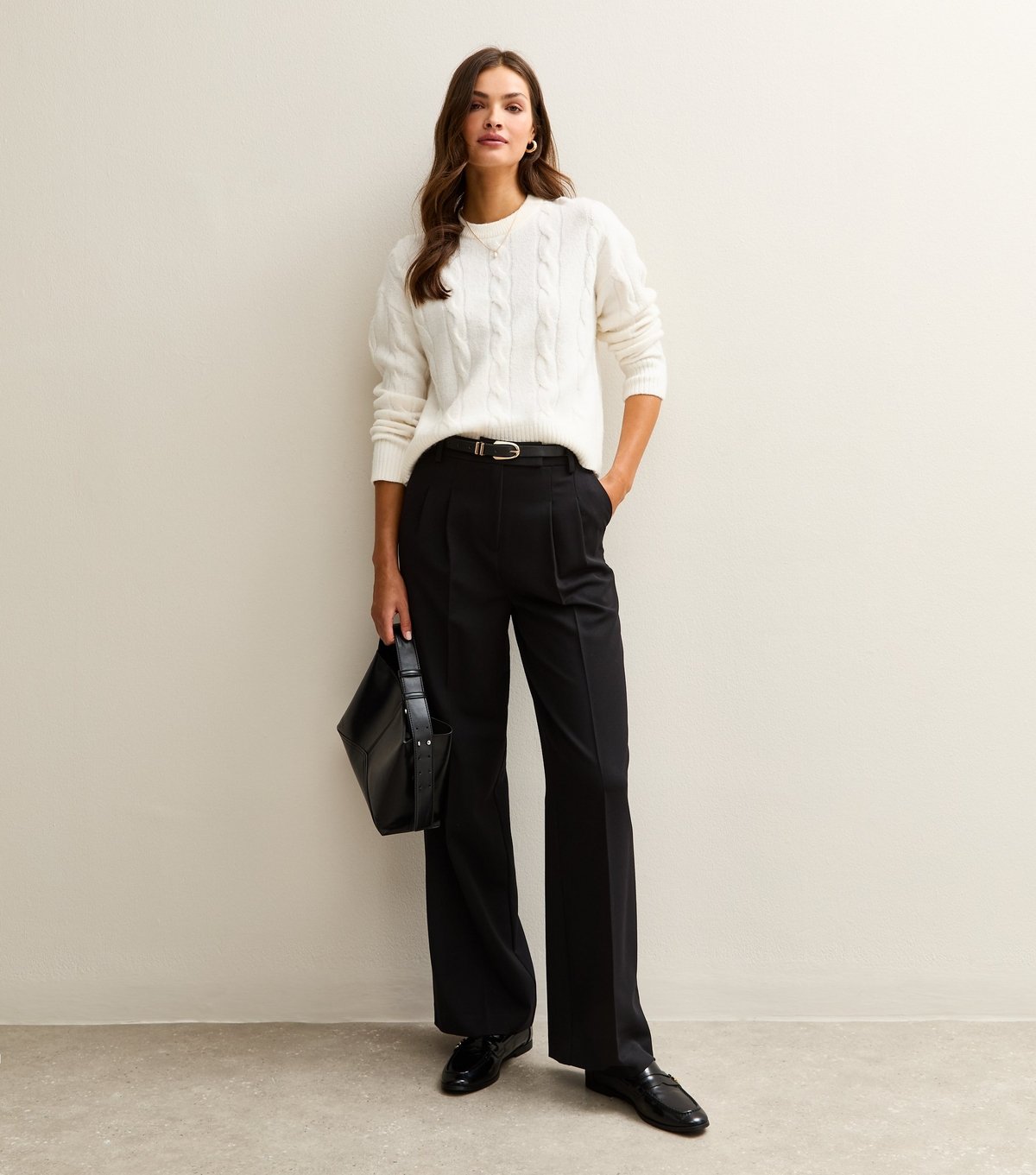 New Look Women's Tall Black Pleated Wide Leg Trousers New Look - 4