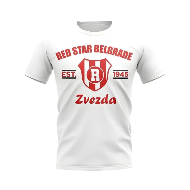 Red Star Belgrade Red Star Belgrade Men's Personalised Established Football T-Shirt in White - 2