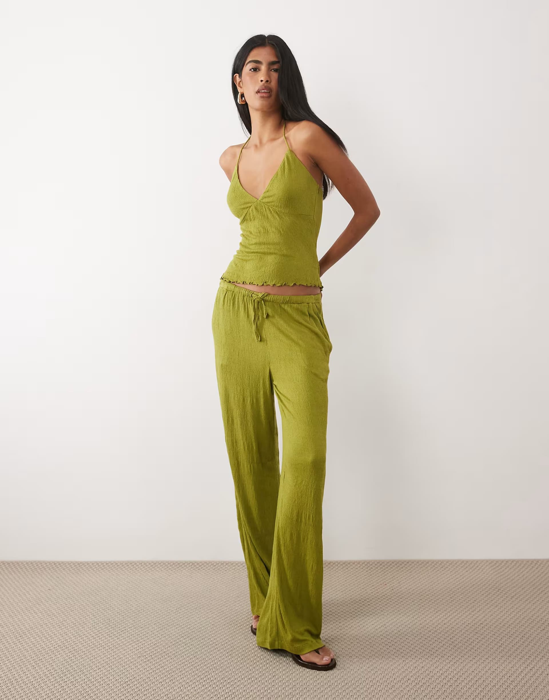 ASOS ASOS DESIGN co-ord crinkle cami top in green