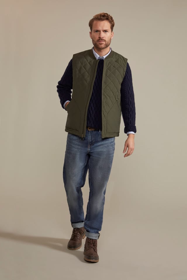 Hinter & Hobart Hinter & Hobart Men's 'Pembroke' Water Resistant PrimaLoft® Gold Insulation Quilted Gilet in Khaki - 3