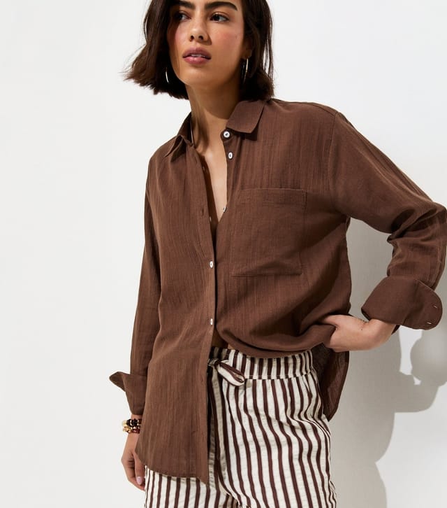 New Look Women's Dark Brown Cotton Oversized Shirt New Look - 2