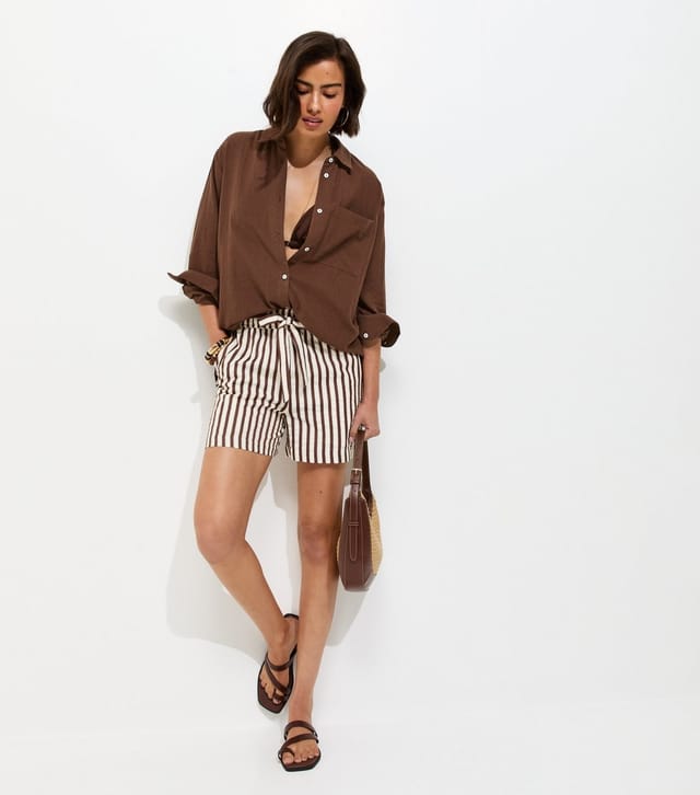 New Look Women's Dark Brown Cotton Oversized Shirt New Look - 3