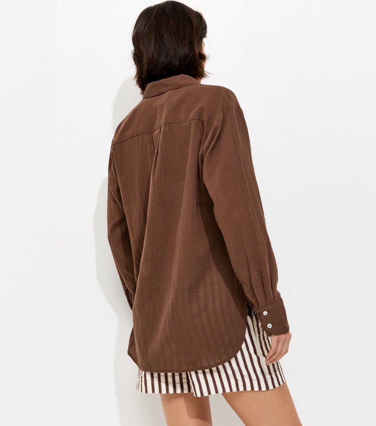 New Look Women's Dark Brown Cotton Oversized Shirt New Look - 4