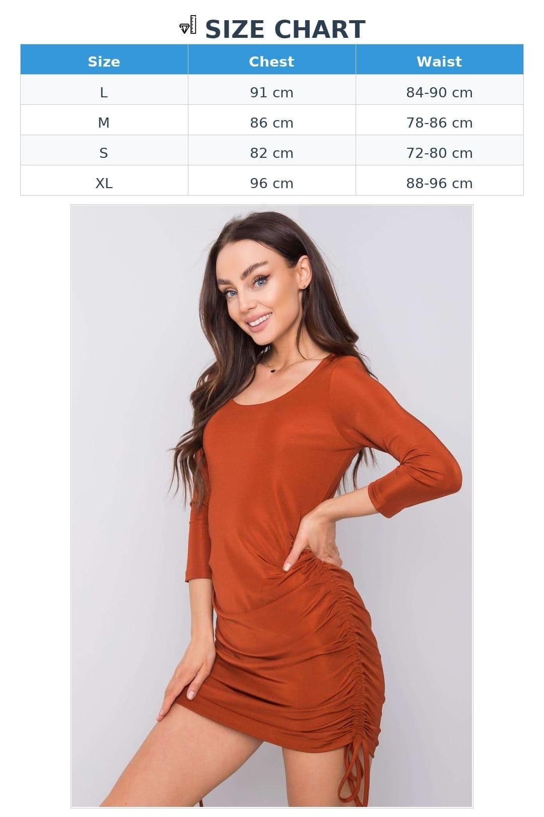 Love Lace Love Lace Women's Brick Pleated Short Dress with Quarter Sleeves in Terracotta - 4