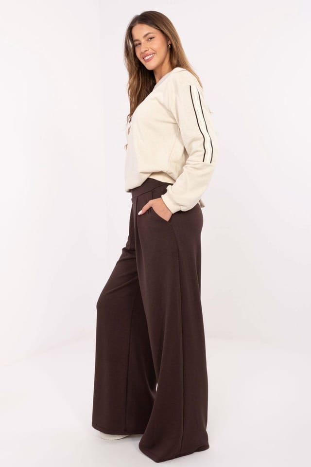 Love Lace Love Lace Women's Palazzo Style Sweatpants Tracksuit Trousers in Brown - 2