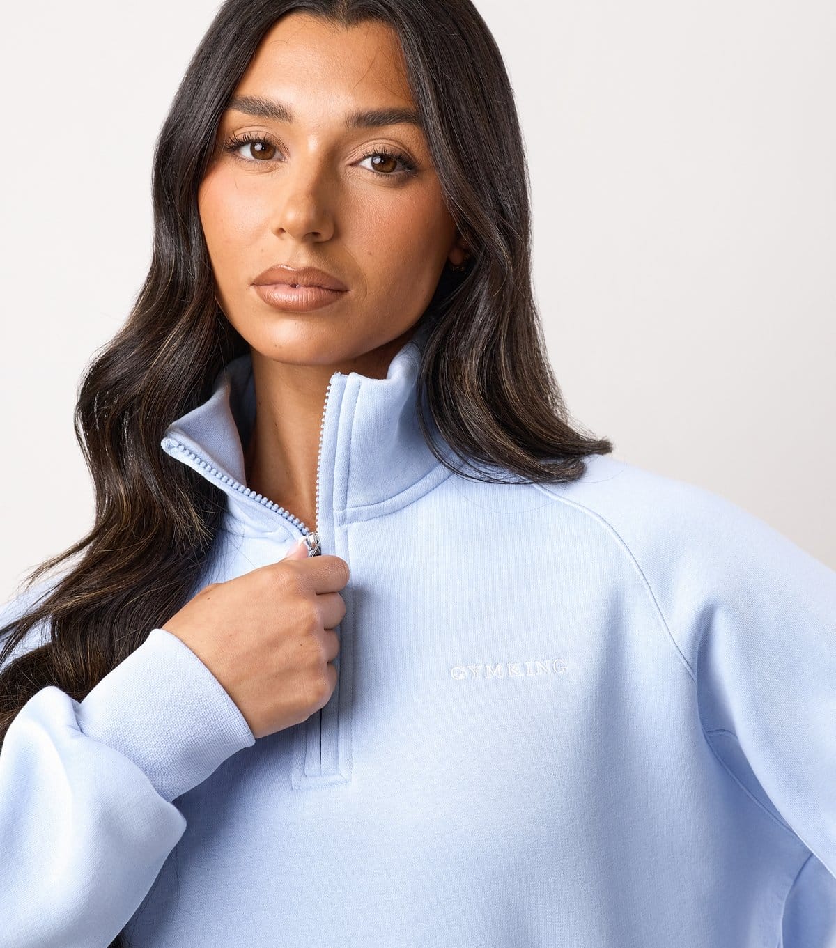 Gym King Women's Light Blue 365 Logo Embroidered Raglan Sleeve Sweatshirt Gym King New Look - 4