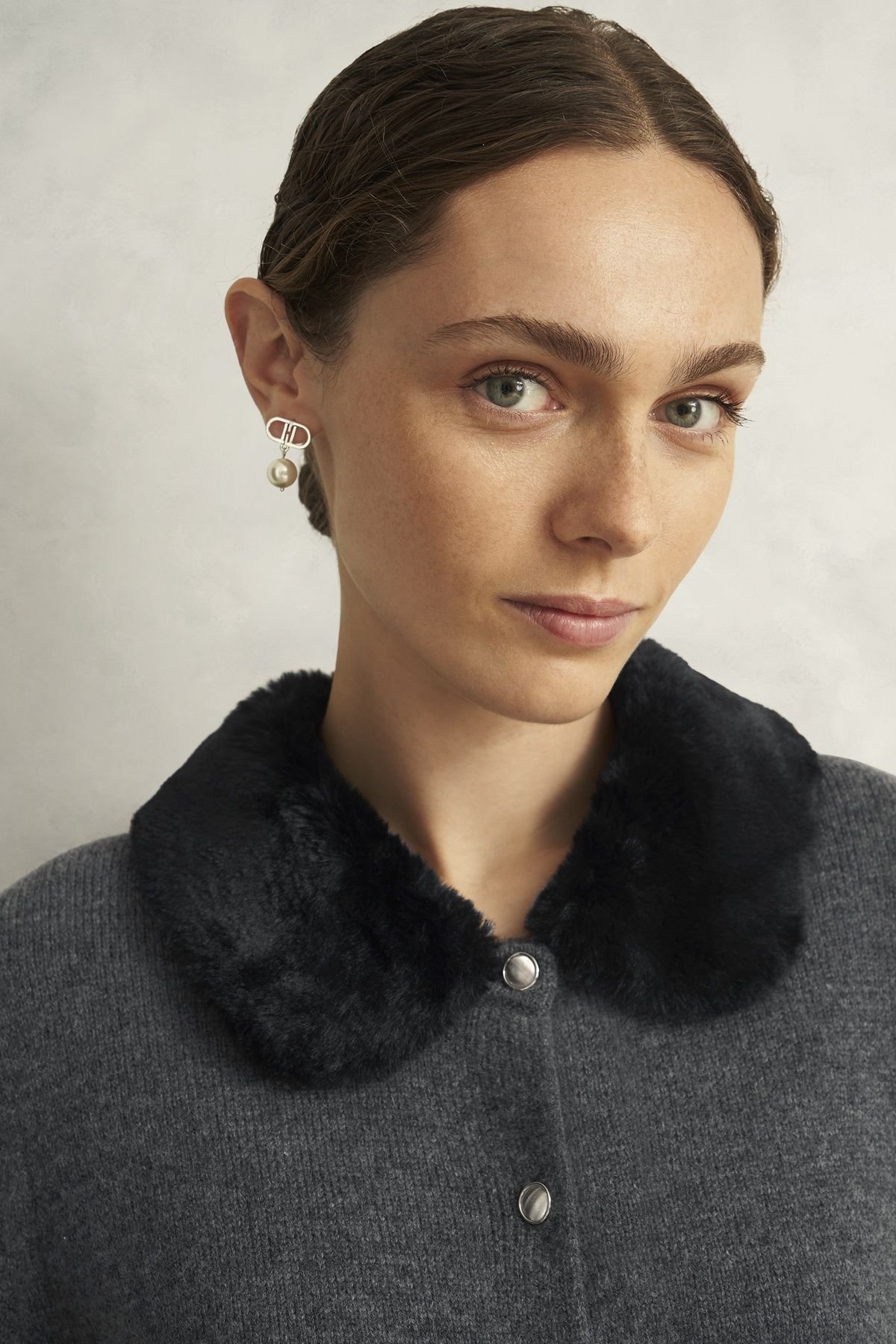 Hobbs London Hobbs London Women's Lulah Faux Fur Collar Cardigan in Dark Grey - 3