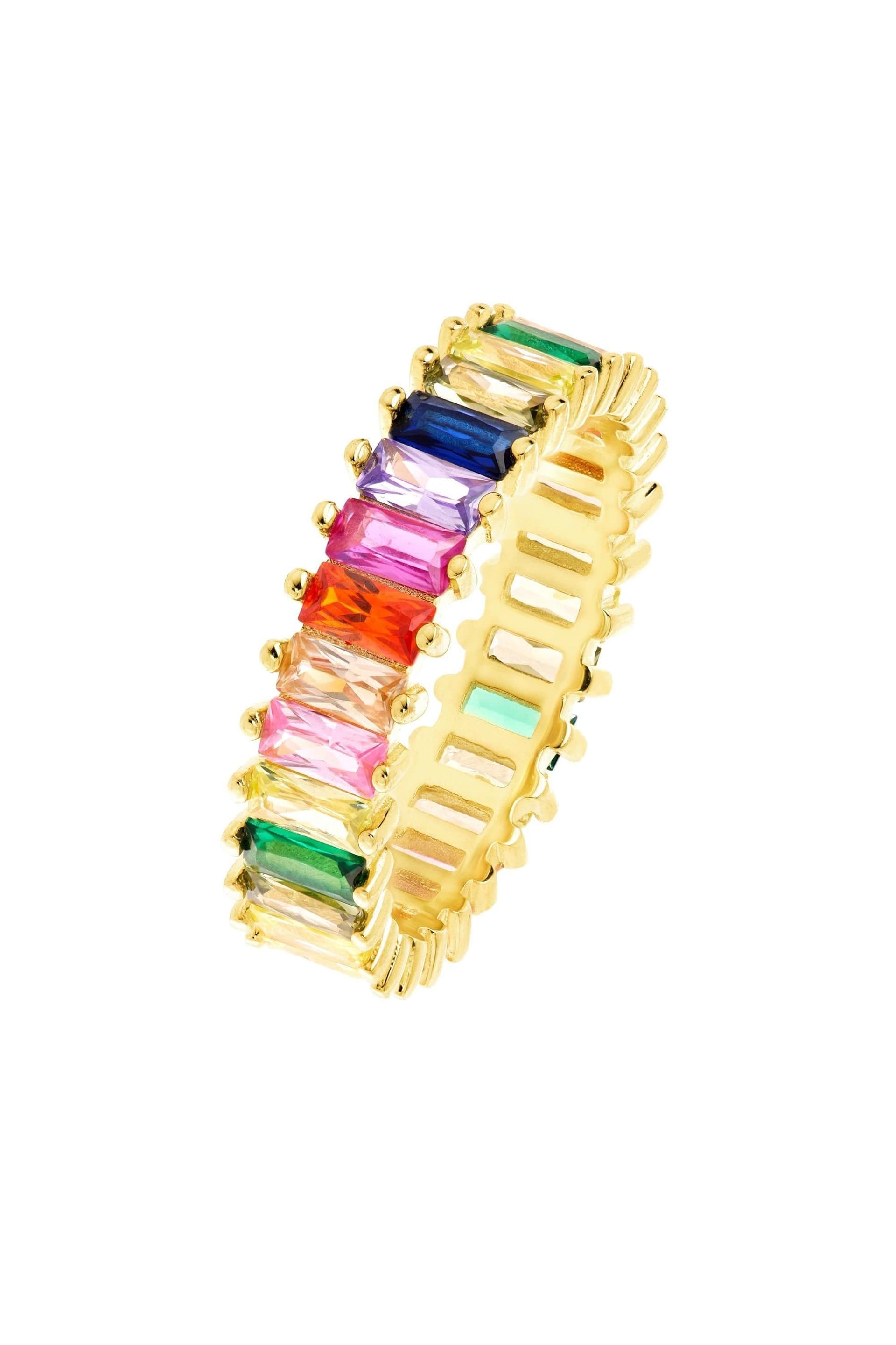 The Fine Collective The Fine Collective Gold Multi-Colour Cubic Zirconia Ring