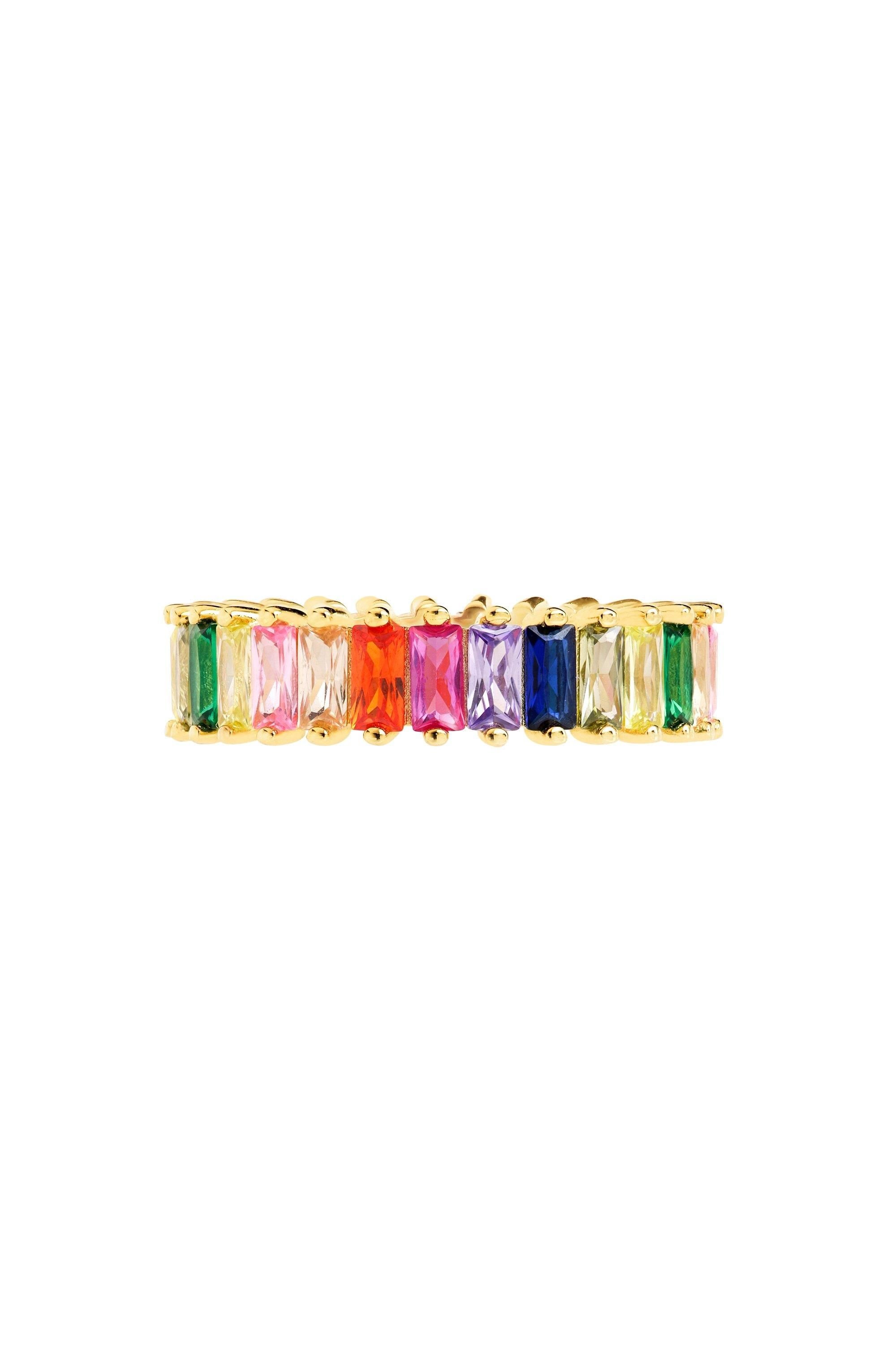 The Fine Collective The Fine Collective Women's Multi-Colour Cubic Zirconia Band Ring in Gold - 3