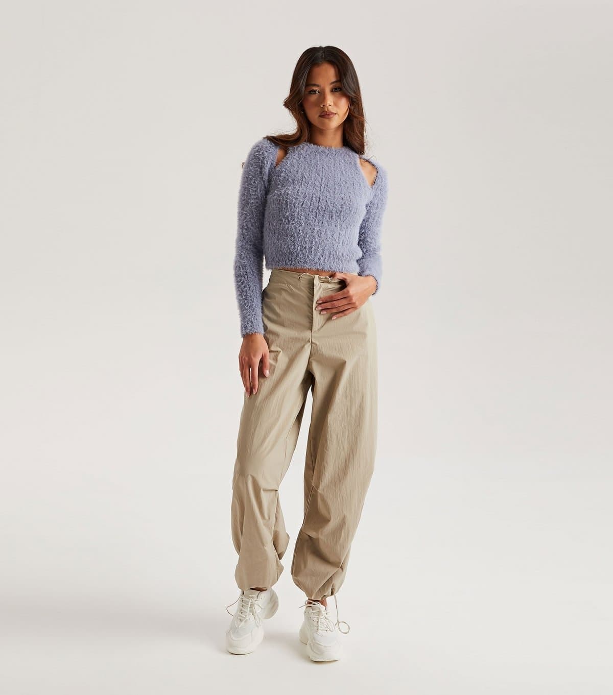 Urban Bliss Women's Stone Parachute Trousers Urban Bliss New Look