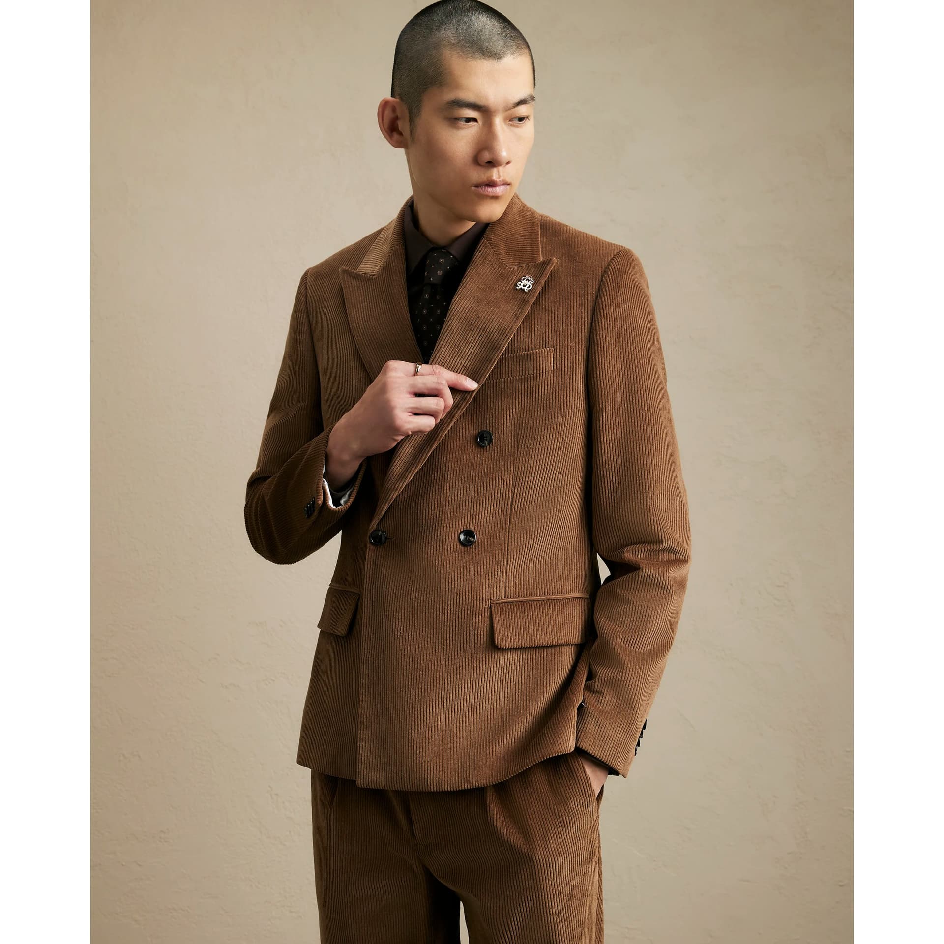 River Island Mens River Island Brown Corduroy Suit Jacket