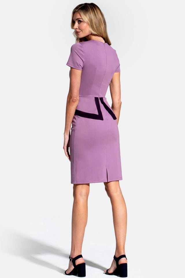 Hot Squash Hot Squash Women's Peplum Dress with Contrast Trim in Grape - 3